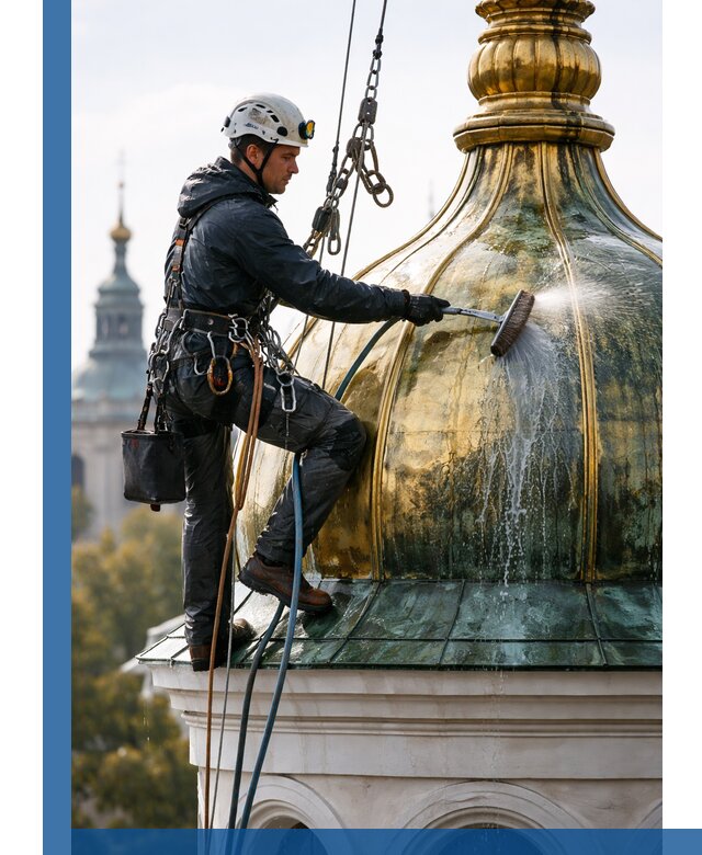 Профессиональная мойка куполов и шпилей высотными альпинистами в Нововоронеже