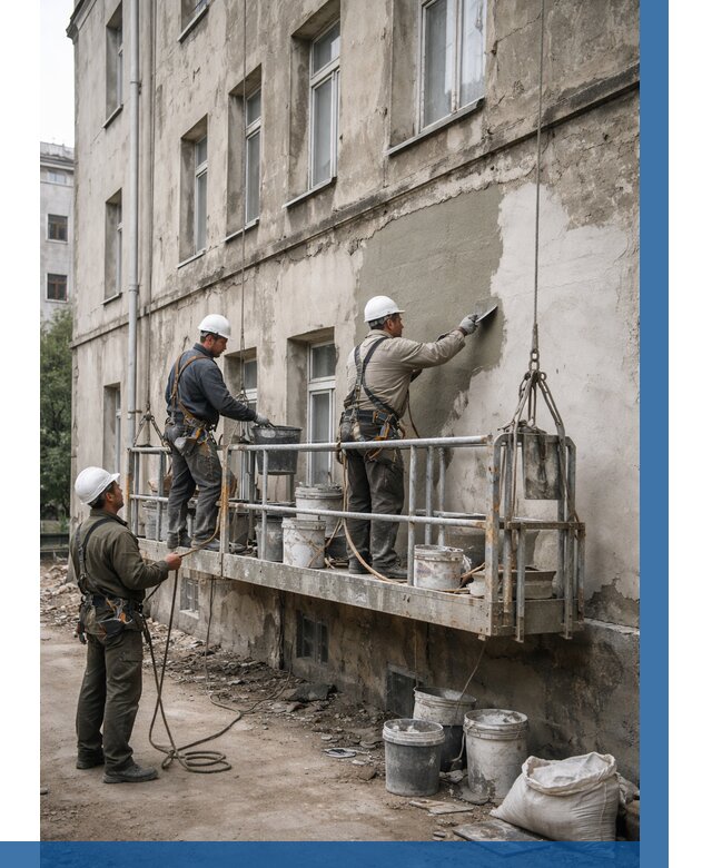 Капитальный ремонт фасада в Нововоронеже от 4250 р. | ВЫСОТНИК-Нвв