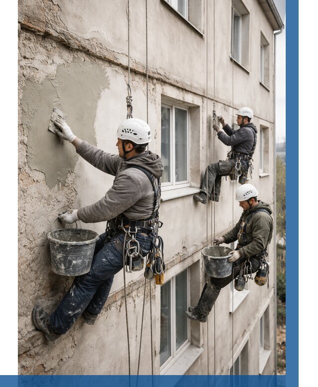 Ремонт штукатурного фасада в Нововоронеже от 759 р. под ключ | ВЫСОТНИК-Нвв