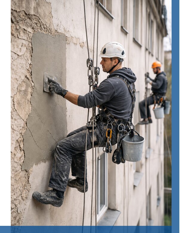 Восстановление штукатурки фасада в Нововоронеже от 1214 р. | ВЫСОТНИК-Нвв