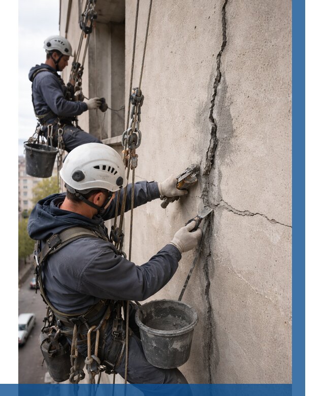 Заделка трещин на фасаде в Нововоронеже от 911 р. | ВЫСОТНИК-Нвв