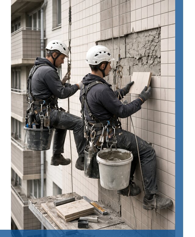 Ремонт облицовки фасада плиткой в Нововоронеже от 1822 р. | ВЫСОТНИК-Нвв