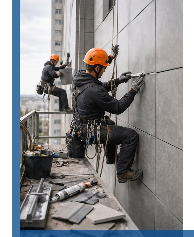 Профессиональный ремонт фасада из керамогранита в Нововоронеже