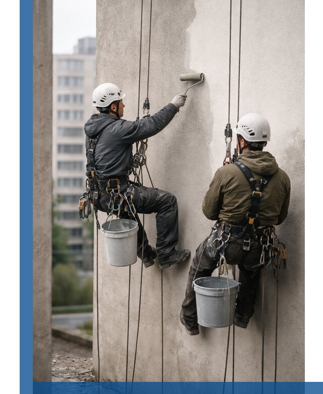 Покраска фасадов высотными альпинистами в Нововоронеже с гарантией