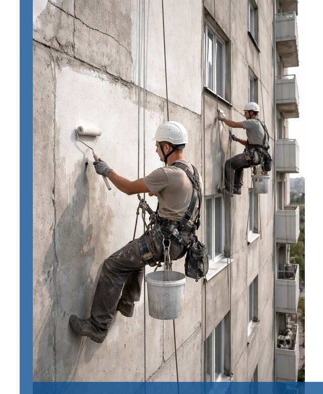 Покраска бетонного фасада в Нововоронеже для жилых и промышленных объектов