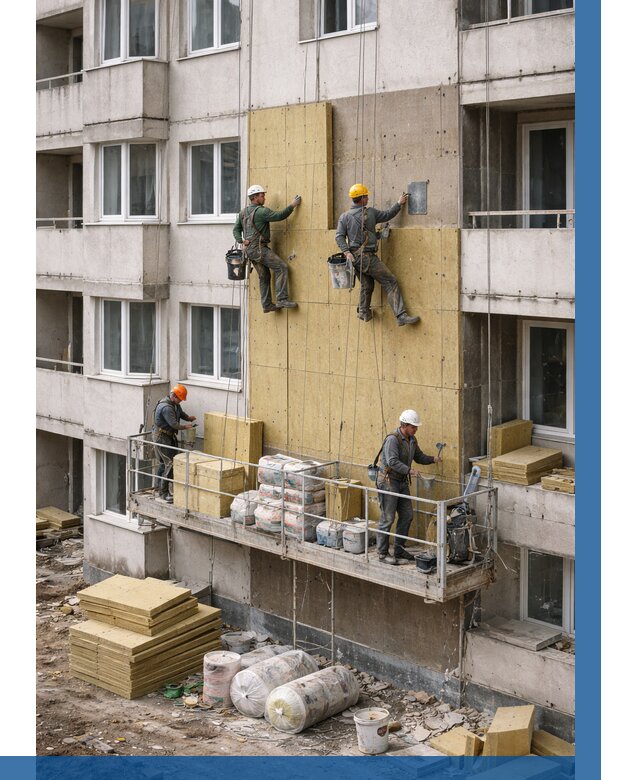 Утепление фасада минватой в Нововоронеже от 1518 р. | ВЫСОТНИК-Нвв