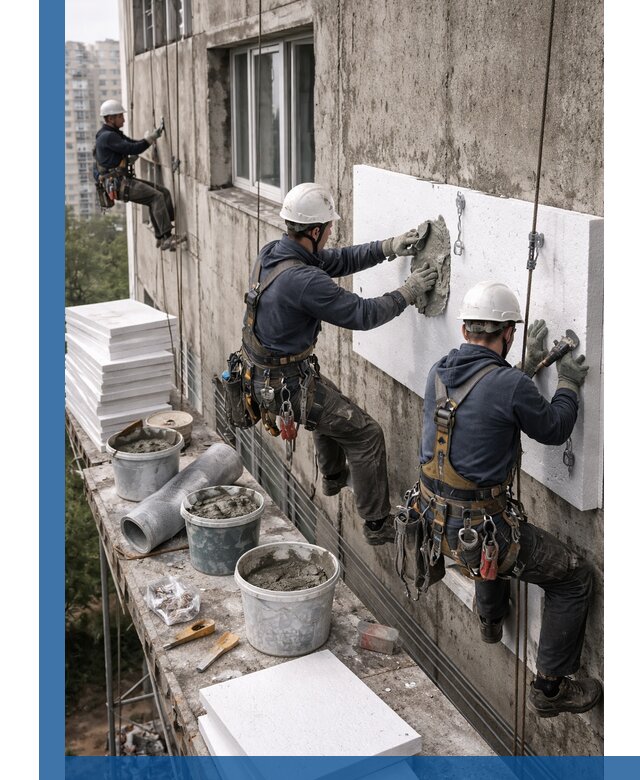 Утепление фасада пенополистиролом в Нововоронеже под ключ