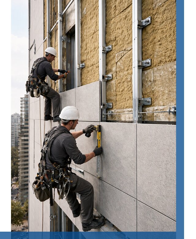 Монтаж вентилируемого фасада в Нововоронеже от 3542 р. | ВЫСОТНИК-Нвв