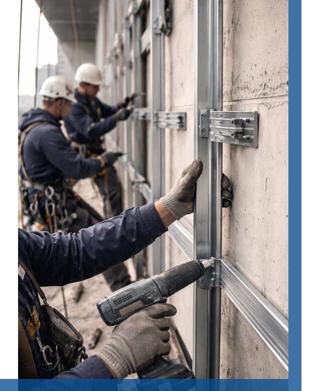 Монтаж подсистемы вентфасада в Нововоронеже от 860 р. | ВЫСОТНИК-Нвв