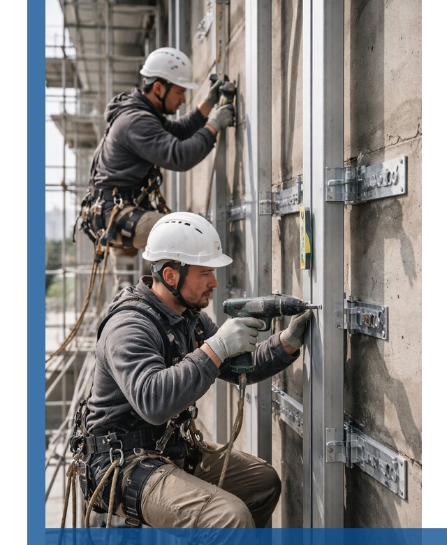 Монтаж и крепление подсистемы вентфасада в Нововоронеже