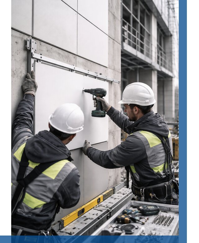 Монтаж композитных панелей фасада в Нововоронеже от 2530 р. | ВЫСОТНИК-Нвв