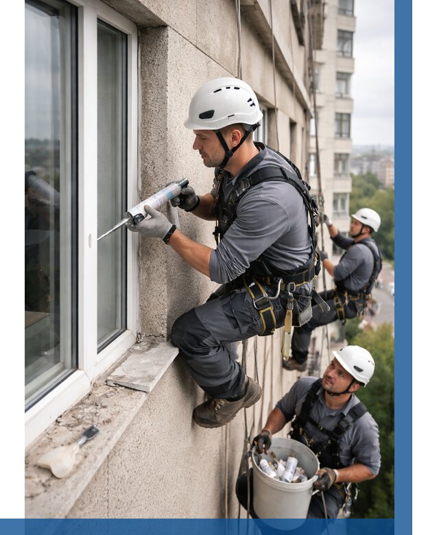 Герметизация оконных швов снаружи в Нововоронеже от 1518 р. | ВЫСОТНИК-Нвв