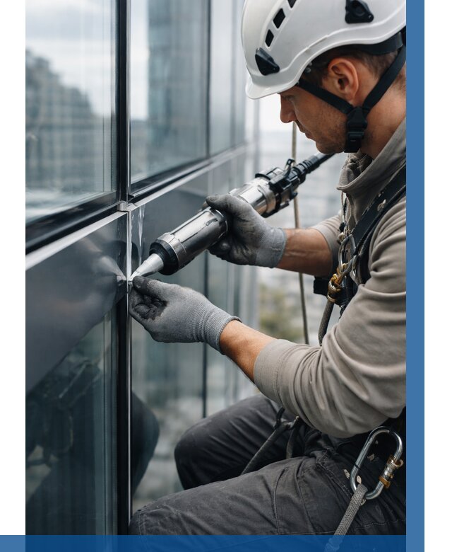 Герметизация стыков витража в Нововоронеже от 1214 р. | ВЫСОТНИК-Нвв