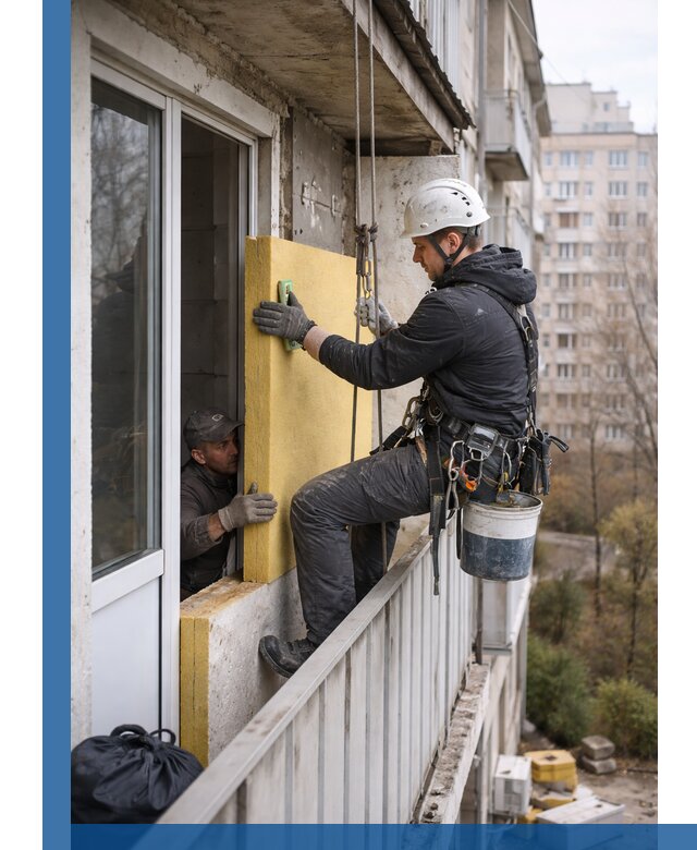 Профессиональное утепление балкона снаружи в Нововоронеже под ключ