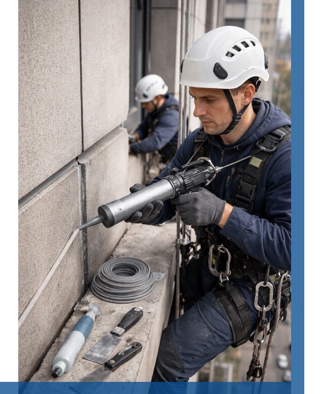 Герметизация деформационных швов фасада в Нововоронеже от 708 | ВЫСОТНИК-Нвв