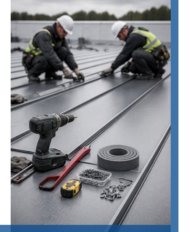 Монтаж фальцевой кровли в Нововоронеже от 1822 р. | ВЫСОТНИК-Нвв