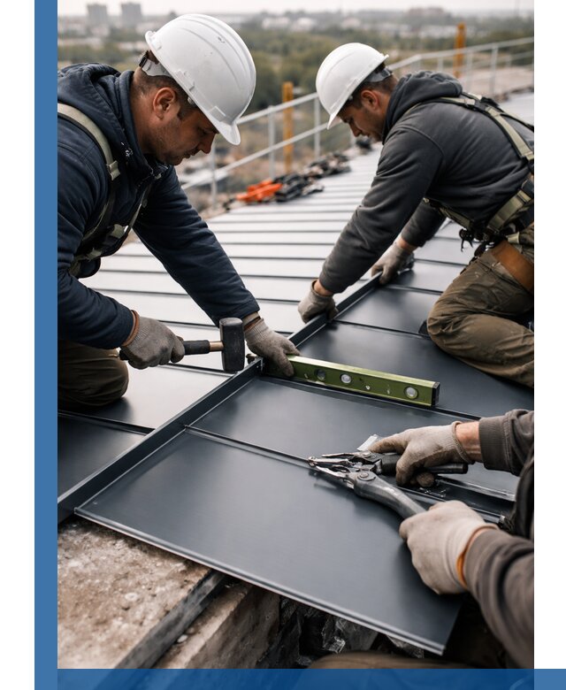 Монтаж фальцевой кровли в Нововоронеже для промышленных зданий