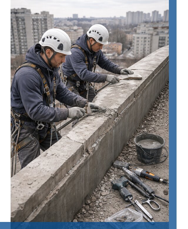 Ремонт парапета на кровле в Нововоронеже от 1518 р. | ВЫСОТНИК-Нвв