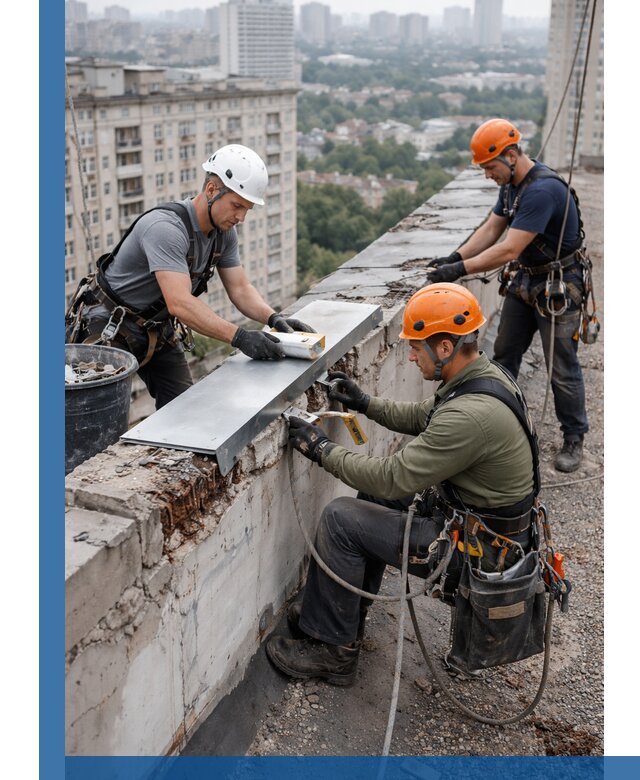 Ремонт парапета на кровле в Нововоронеже, высотные работы с гарантией