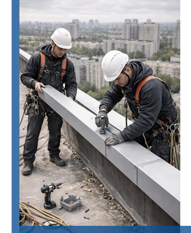 Монтаж парапетных крышек и ограждений кровли в Нововоронеже