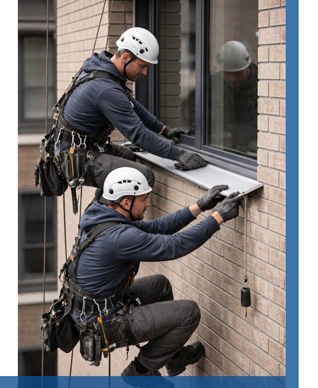 Монтаж оконных отливов под ключ в Нововоронеже от 3542 р. | ВЫСОТНИК-Нвв