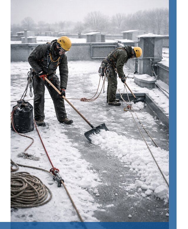 Очистка крыши от снега в Нововоронеже от 7590 р. | ВЫСОТНИК-Нвв