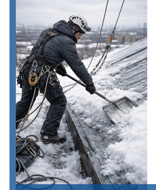 Профессиональная очистка кровли от снега и наледи в Нововоронеже