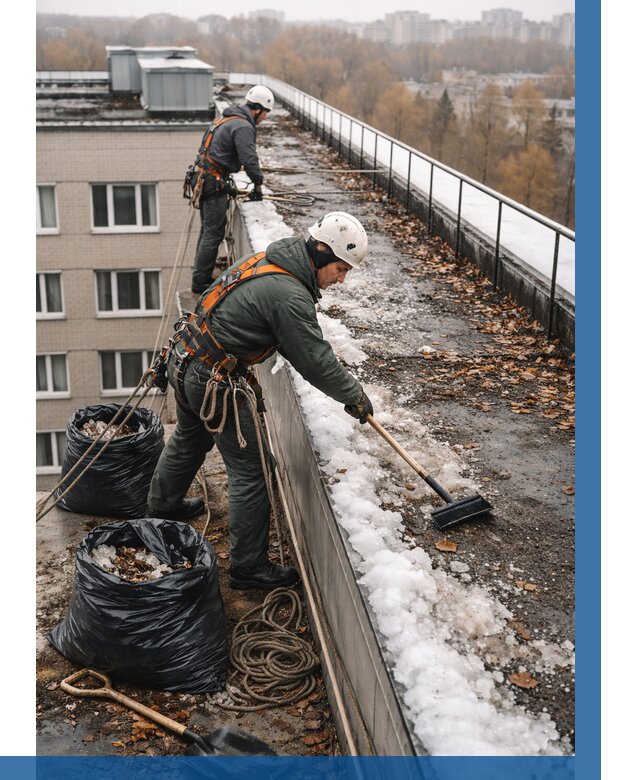 Очистка кровли по периметру в Нововоронеже от 557 р. | ВЫСОТНИК-Нвв