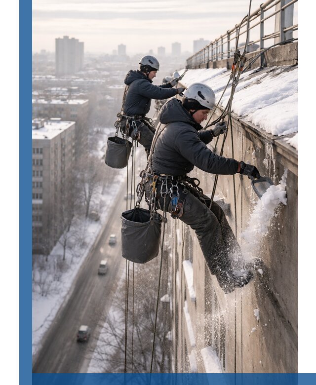 Очистка карнизов от снега в Нововоронеже профессионально и безопасно