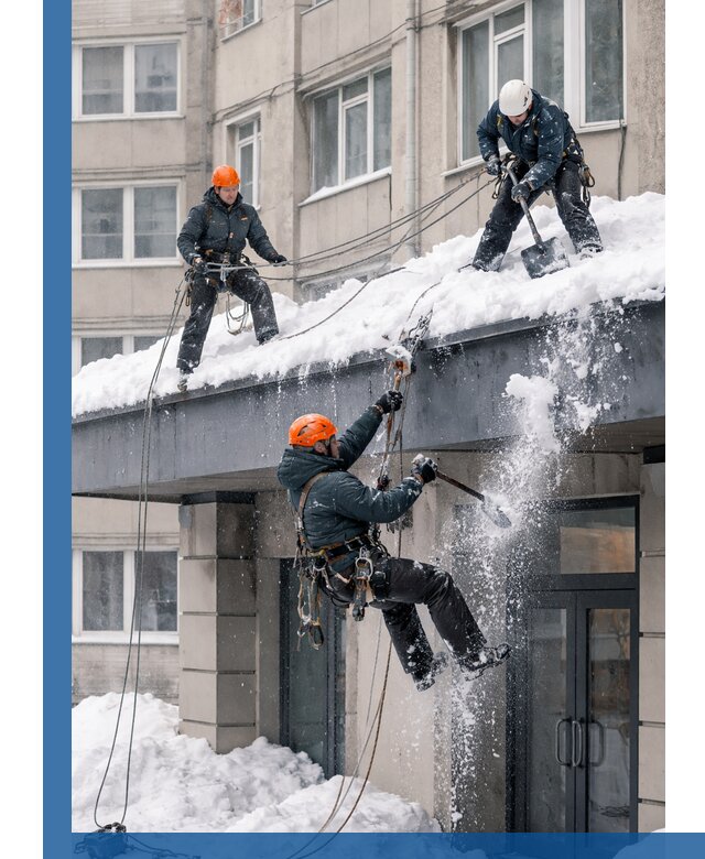 Безопасная очистка навесов от снега в Нововоронеже круглогодично