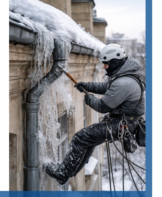 Очистка водостоков от льда в Нововоронеже от 3542 р. | ВЫСОТНИК-Нвв