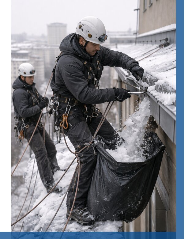 Аварийная очистка крыши в Нововоронеже под ключ от 304 р. | ВЫСОТНИК-Нвв