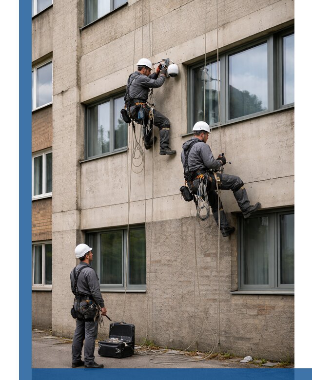 Монтаж фасадных камер видеонаблюдения в Нововоронеже под ключ