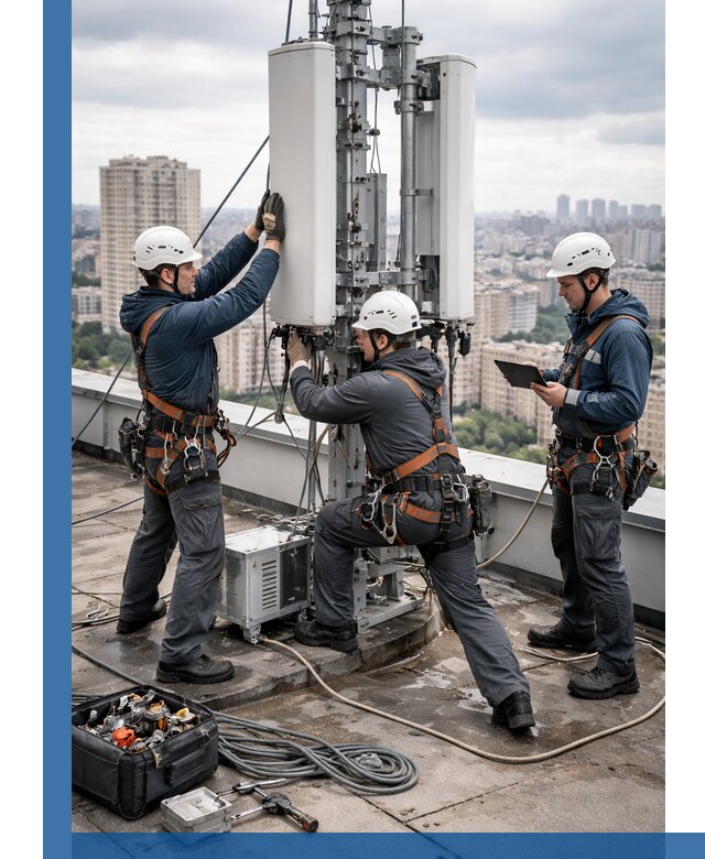 Монтаж антенн связи на крыше в Нововоронеже с вводом в эксплуатацию