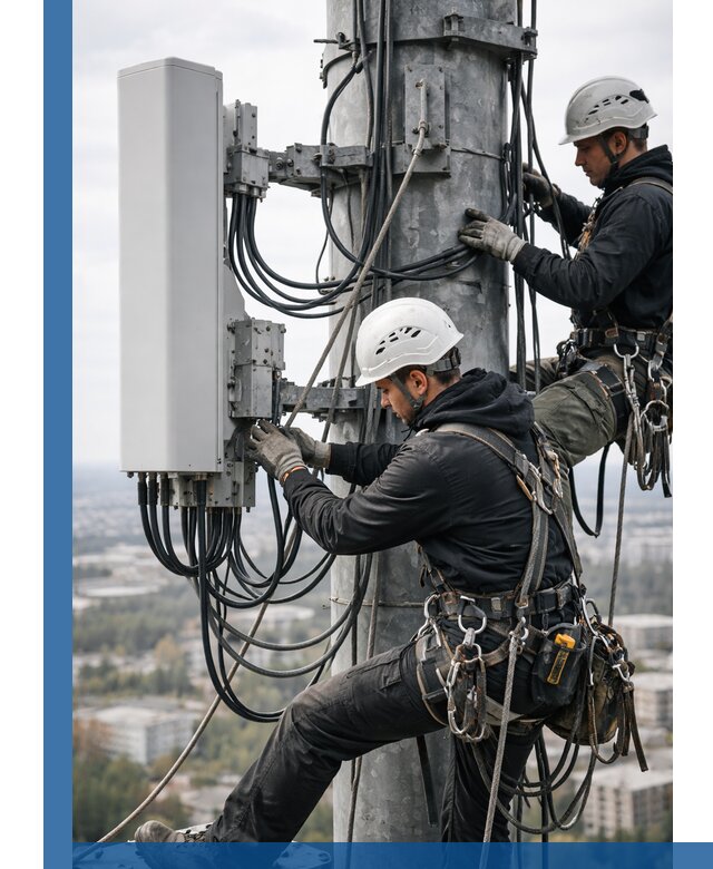 Монтаж оборудования связи на мачте в Нововоронеже с пусконаладкой