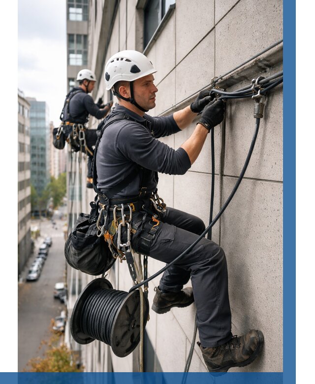 Прокладка кабеля по фасаду в Нововоронеже от 354 р. | ВЫСОТНИК-Нвв