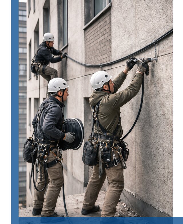 Прокладка кабеля по фасаду в Нововоронеже, профессиональный монтаж