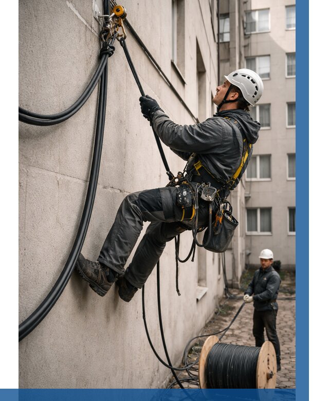 Протяжка кабеля питания на высоте в Нововоронеже от 455 р. | ВЫСОТНИК-Нвв