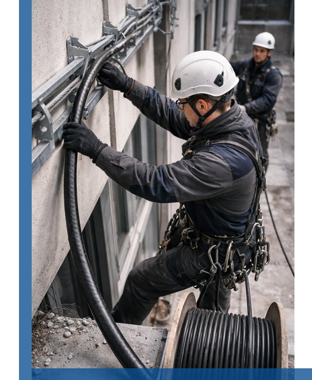 Протяжка кабеля питания на высоте в Нововоронеже с гарантией безопасности и качества