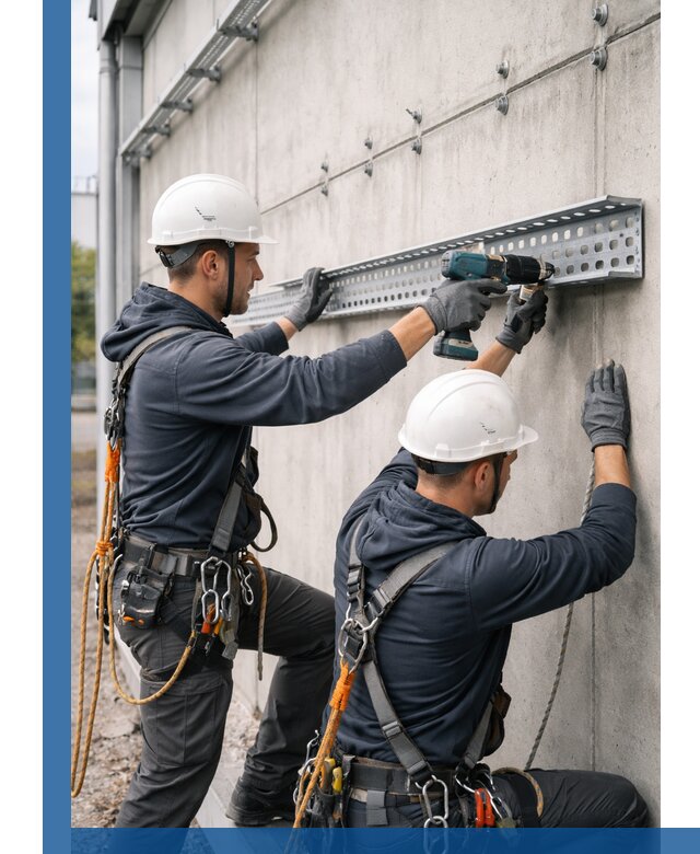 Монтаж кабельных лотков на фасаде зданий в Нововоронеже с гарантией