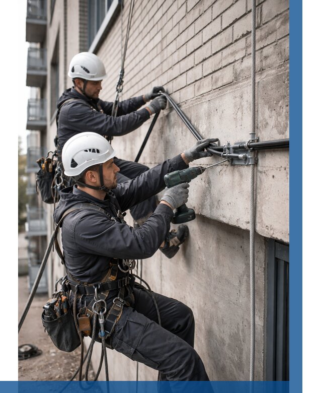 Крепление кабеля на фасаде в Нововоронеже от 354 р. | ВЫСОТНИК-Нвв