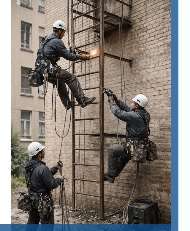 Ремонт пожарной лестницы в Нововоронеже от 7590 р. | ВЫСОТНИК-Нвв