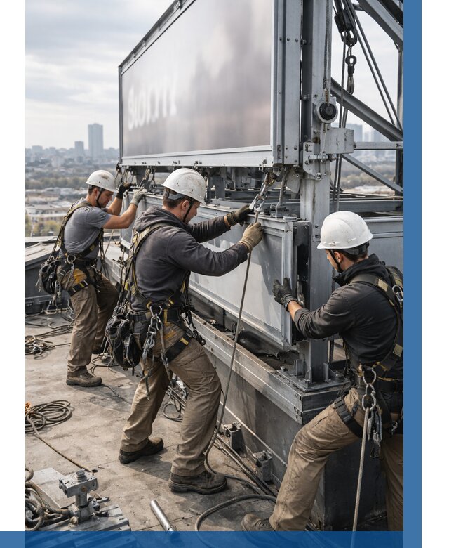 Монтаж крышной рекламной конструкции в Нововоронеже от 60720 р.|ВЫСОТНИК-Нвв