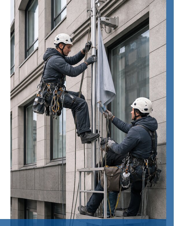 Установка флагов на фасаде в Нововоронеже от 4554 р. | ВЫСОТНИК-Нвв