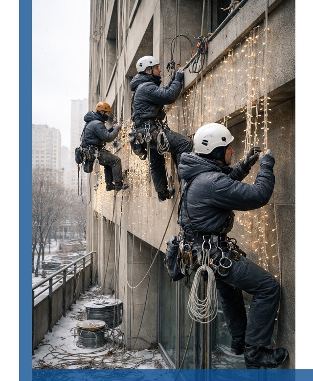 Монтаж новогодней иллюминации и украшение фасадов в Нововоронеже