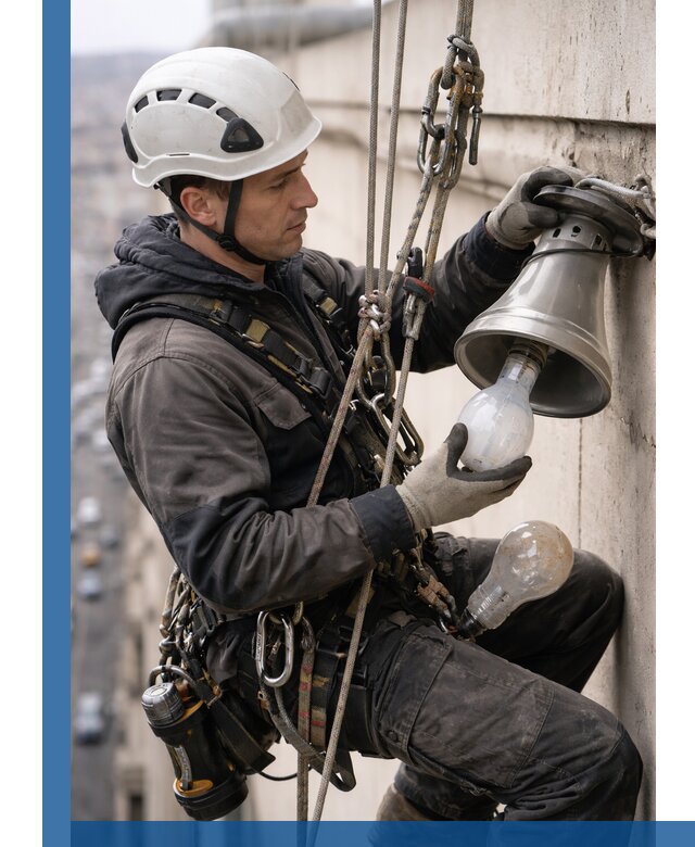 Замена ламп на высоте в Нововоронеже профессионально и быстро