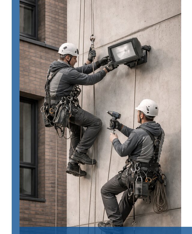 Профессиональный монтаж фасадных прожекторов в Нововоронеже под ключ