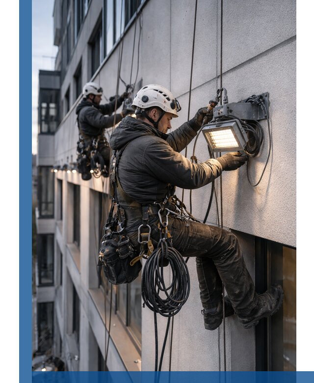 Монтаж фасадного освещения в Нововоронеже установка и подключение