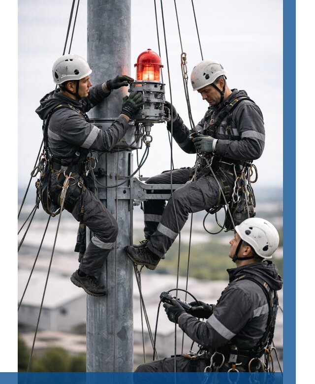 Монтаж заградительных огней в Нововоронеже от 8602 р. | ВЫСОТНИК-Нвв