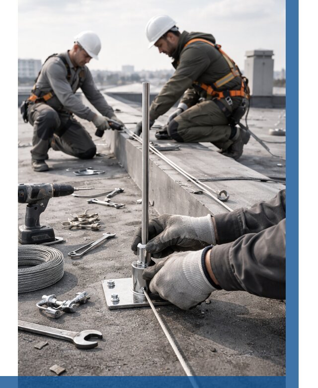 Монтаж молниезащиты на кровле в Нововоронеже цена от 25300 р. | ВЫСОТНИК-Нвв